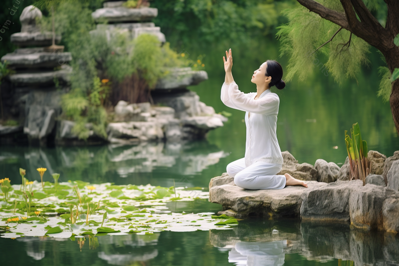 公园河边做瑜伽修身养性的女性人物图像摄影,高清,摄影图,摄影图片,图片大全,摄影图免费下载